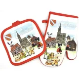 Lot de Gant et Manique de Cuisine avec motifs Alsacien