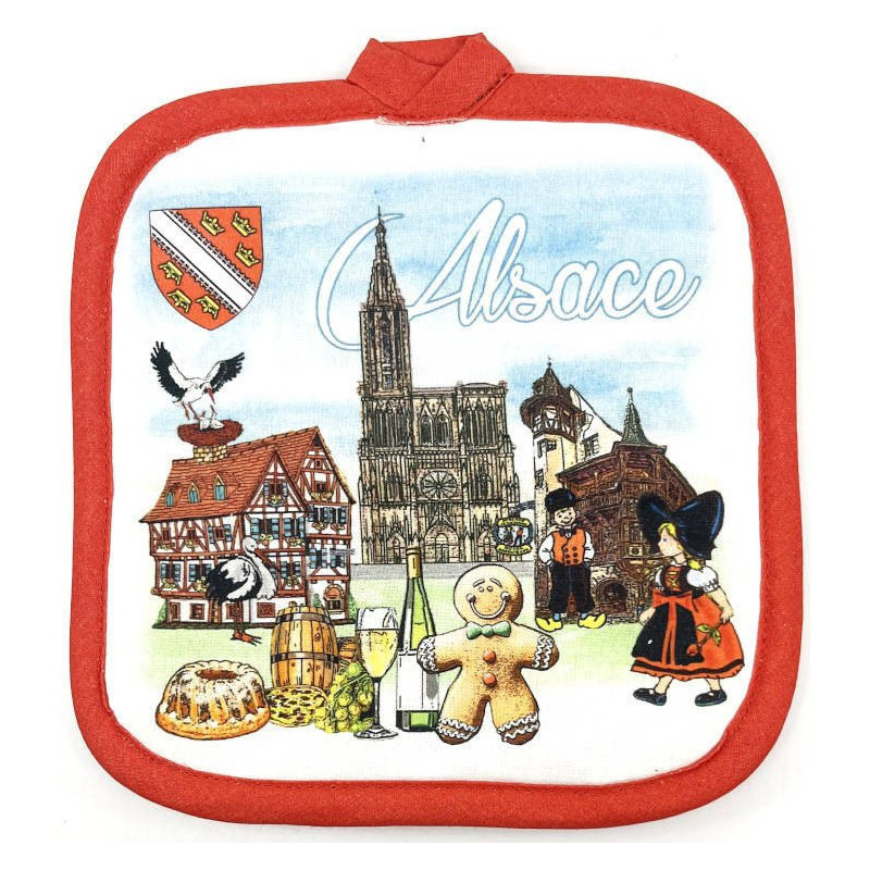 Set of Kitchen Gloves and Potholder with Alsatian motifs