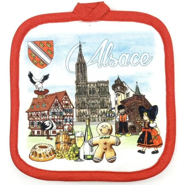 Lot de Gant et Manique de Cuisine avec motifs Alsacien