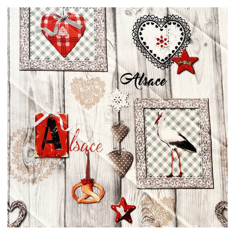 Round Tablecloth 160 cm Misele Storks, Pretzels and Hearts Alsace