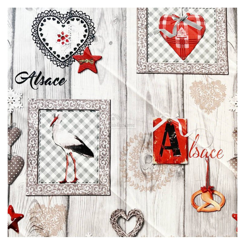 Round Tablecloth 160 cm Misele Storks, Pretzels and Hearts Alsace