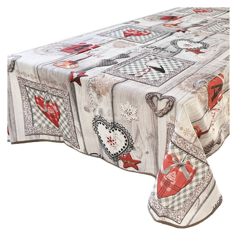 Rechteckige Tischdecke 150 cm x 350 cm Misele Störche, Brezeln und Herzen Alsace
