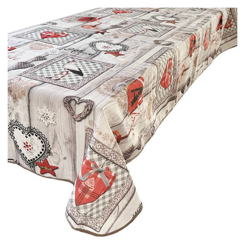 Rechteckige Tischdecke 150 cm x 350 cm Misele Störche, Brezeln und Herzen Alsace