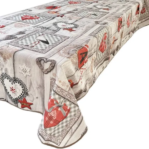 Misele Rectangular Tablecloth 150cm x 350 cm Alsace Storks, Pretzels and Hearts