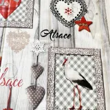 Misele Rectangular Tablecloth 150cm x 350 cm Alsace Storks, Pretzels and Hearts