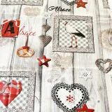 Rechteckige Tischdecke 150 cm x 350 cm Misele Störche, Brezeln und Herzen Alsace