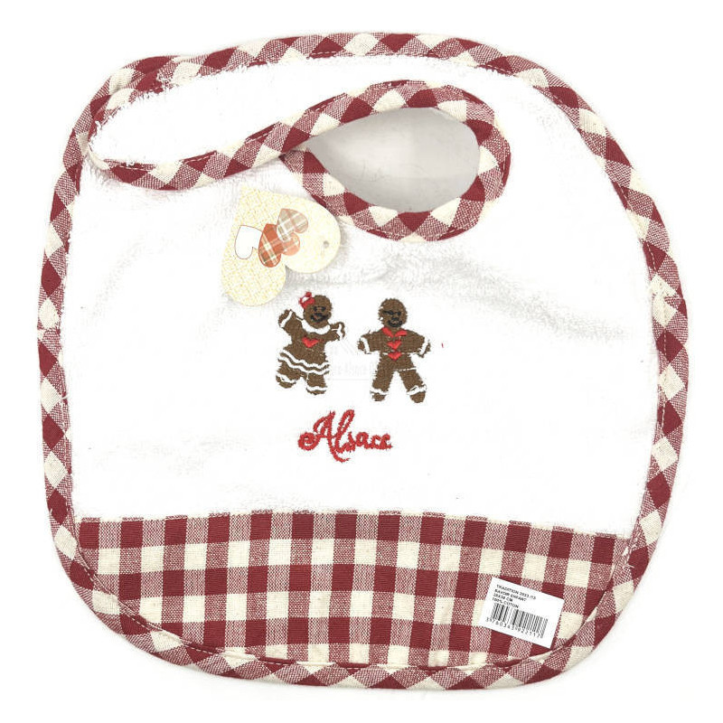 Alsatian Embroidered Baby Bib Alsace and Gingerbread Man