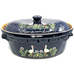 Große Soufflenheim Blaue Baeckeoffe Terrine Storch 47 cm