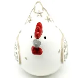 Decorated white ceramic hen