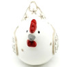 Decorated white ceramic hen
