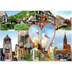 Postkarte Liebe Elsass und Elsass Typische Dörfer