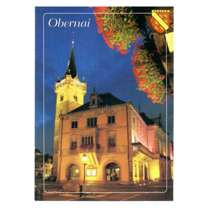 Postkarte Dämmerung Glockenturm in Obernai