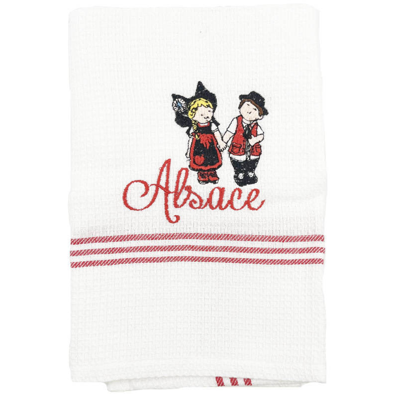 Bee's Nest Embroidered Kitchen Towel Alsatian Couple