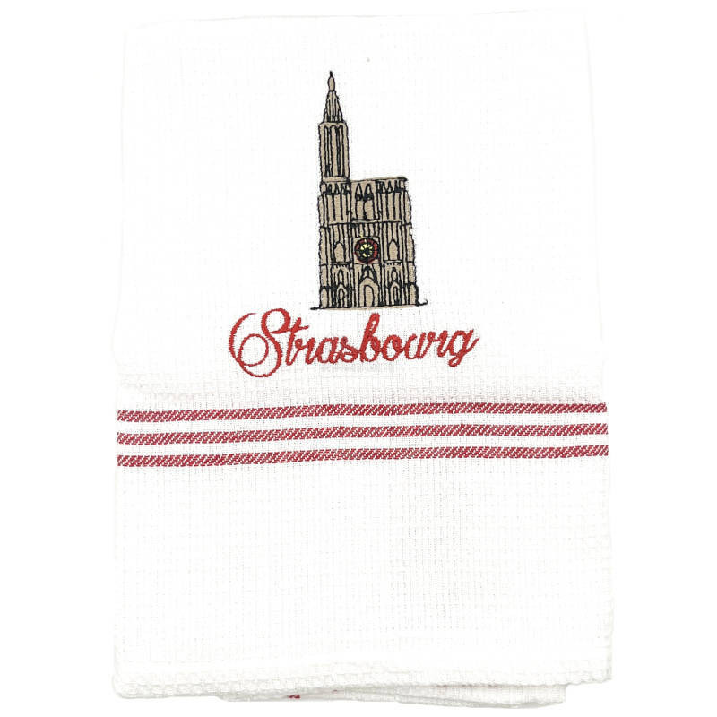 Bee's Nest embroidered Kitchen Towel Strasbourg Cathedral