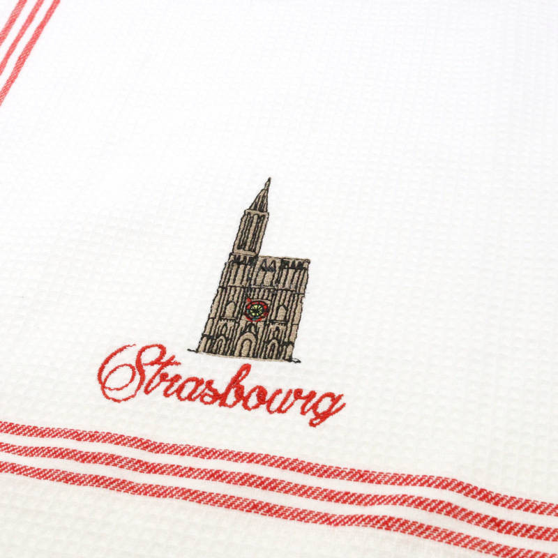 Bee's Nest embroidered Kitchen Towel Strasbourg Cathedral