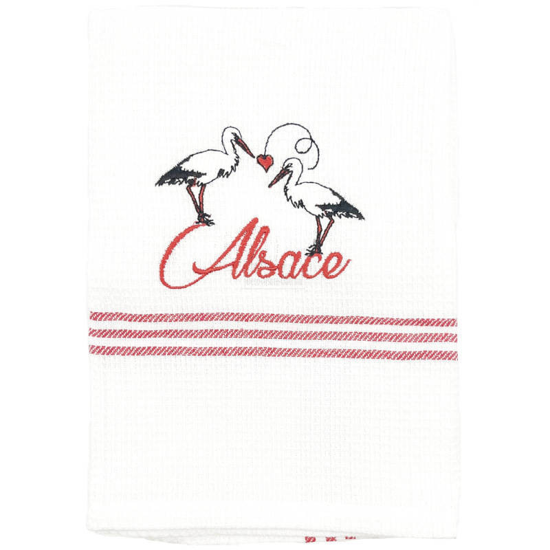 Bee's Nest Embroidered Kitchen Towel Duo of Storks