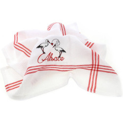 Torchon de Cuisine Nid d'Abeille brodé Duo de Cigognes