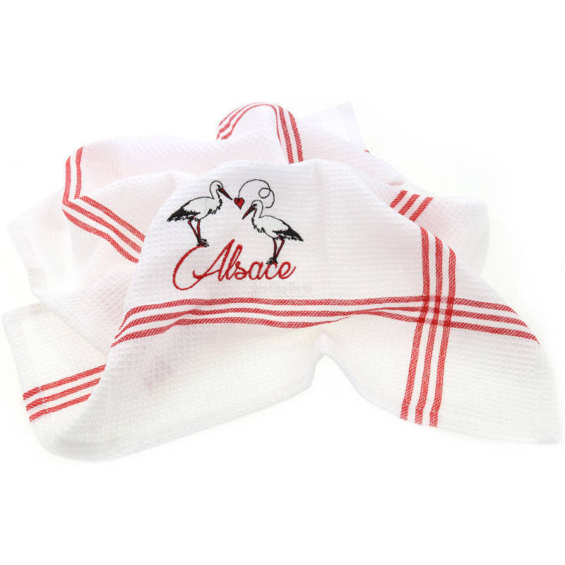 Bee's Nest Embroidered Kitchen Towel Duo of Storks