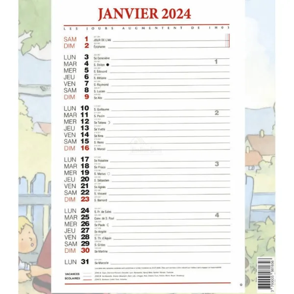 Calendrier Éphéméride L'Alsace Enchantée Ratkoff 2024