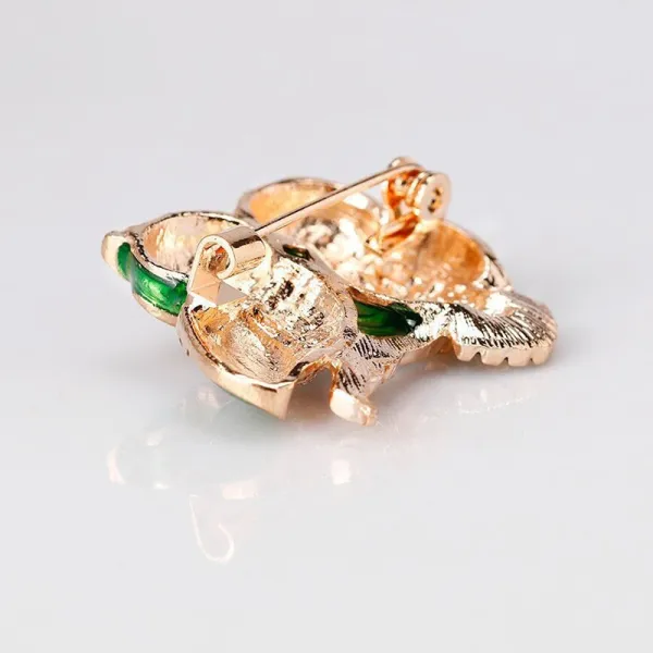 Broche Fantaisie dorée double Hiboux sertie de Strass