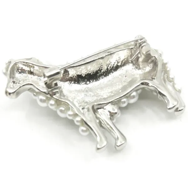 Silver plated Sheep Beads and Strass Brooch