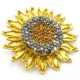 Broche Fantaisie dorée Fleur de Tournesol et Strass