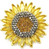 Gold-plated Sunflower Flower and Strass Brooch