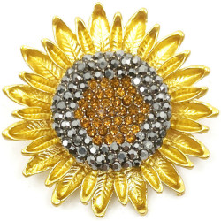 Goldfarbene Fantasiebrosche Sonnenblume und Strasssteine