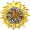 Gold-plated Sunflower Flower and Strass Brooch