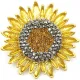 Broche Fantaisie dorée Fleur de Tournesol et Strass