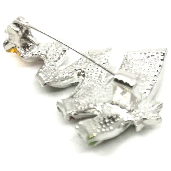 Broche Fantaisie argentée Sapin de Noël Strass