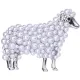 Broche Fantaisie argentée Mouton Perles et Strass