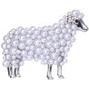 Silberne Fantasiebrosche Schaf mit Perlen und Strass