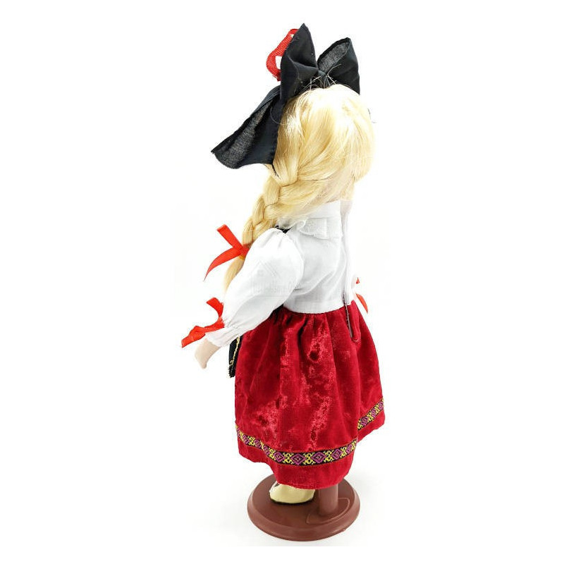 Elsässische Puppe aus Porzellan mit Ständer 30 cm
