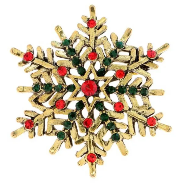 Gold-plated Snowflake and Strass Brooch
