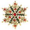 Goldfarbene Fantasie-Brosche mit Schneeflocke und Strasssteinen