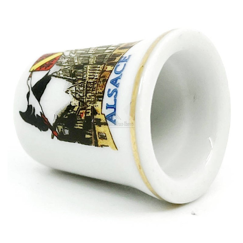 Ceramic thimble with Alsace stork design