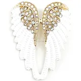 Golden Fantasy Brooch with Angel Wings and Strass