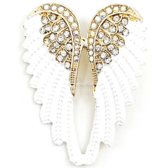 Broche Fantaisie dorée Ailes d'Ange et Strass