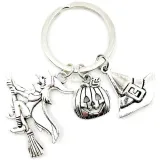 Halloween Keyring with Witch, Pumpkin and Hat charms