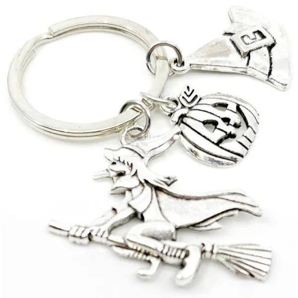 Schlüsselanhänger Halloween Charms Hexe, Kürbis und Hut