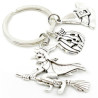 Halloween Keyring with Witch, Pumpkin and Hat charms