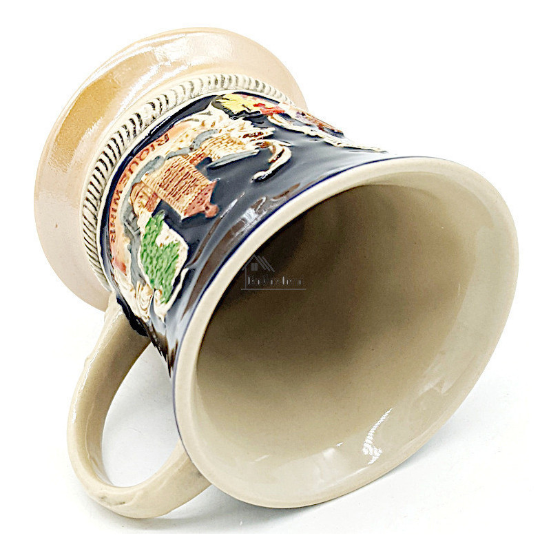 Cup earthenware mug decorated with towns of Alsace