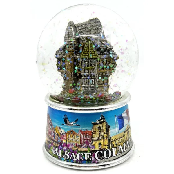 Große Schneekugel mit glitzerndem Colmar-Dekor