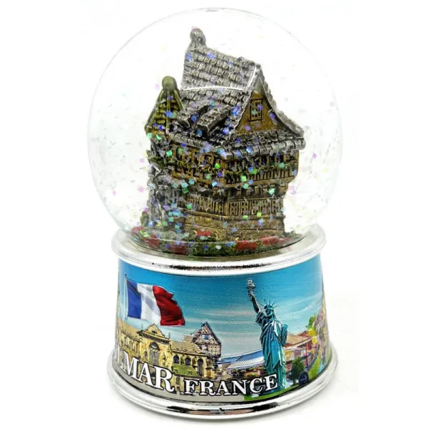 Große Schneekugel mit glitzerndem Colmar-Dekor