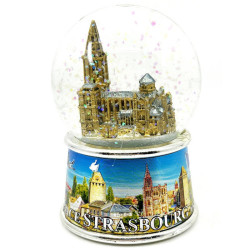 Grande Boule de Neige scintillante décor Cathédrale de Strasbourg