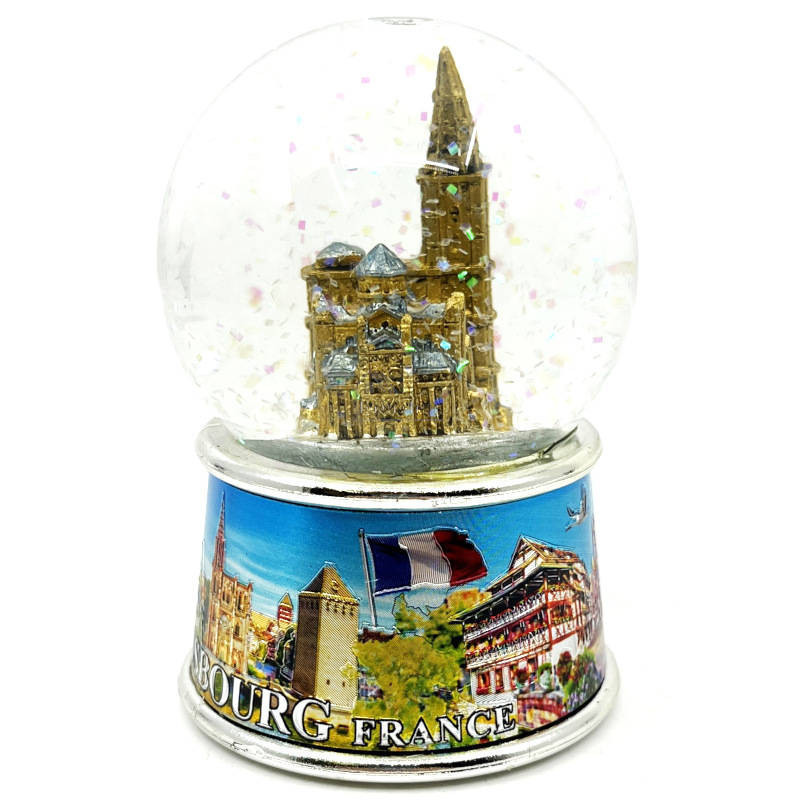 Grande Boule de Neige scintillante décor Cathédrale de Strasbourg