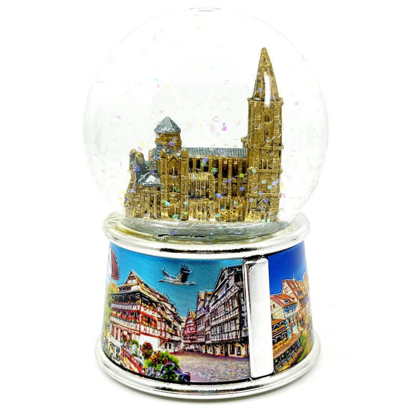 Grande Boule de Neige scintillante décor Cathédrale de Strasbourg