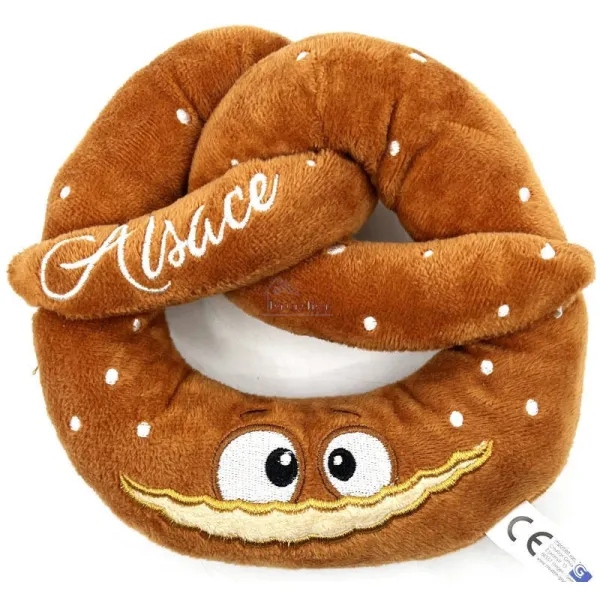 Peluche Bretzel avec yeux brodé Alsace