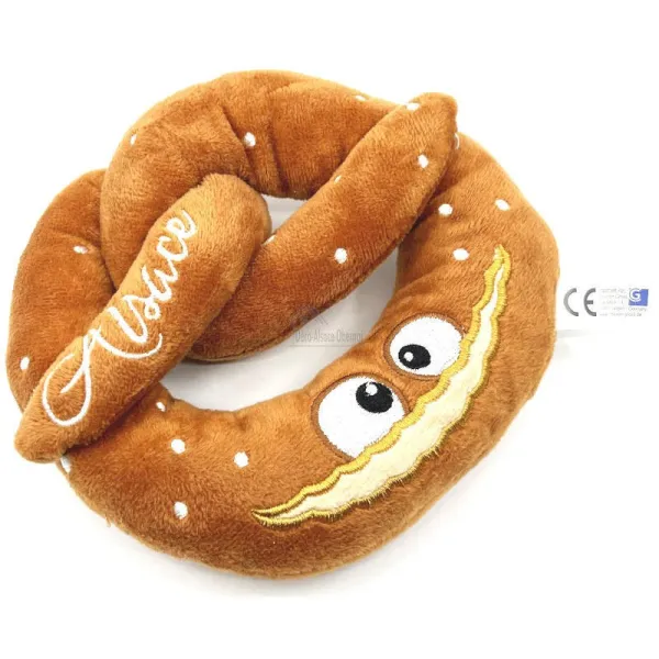 Plüschtier Brezel mit Augen bestickt Elsass